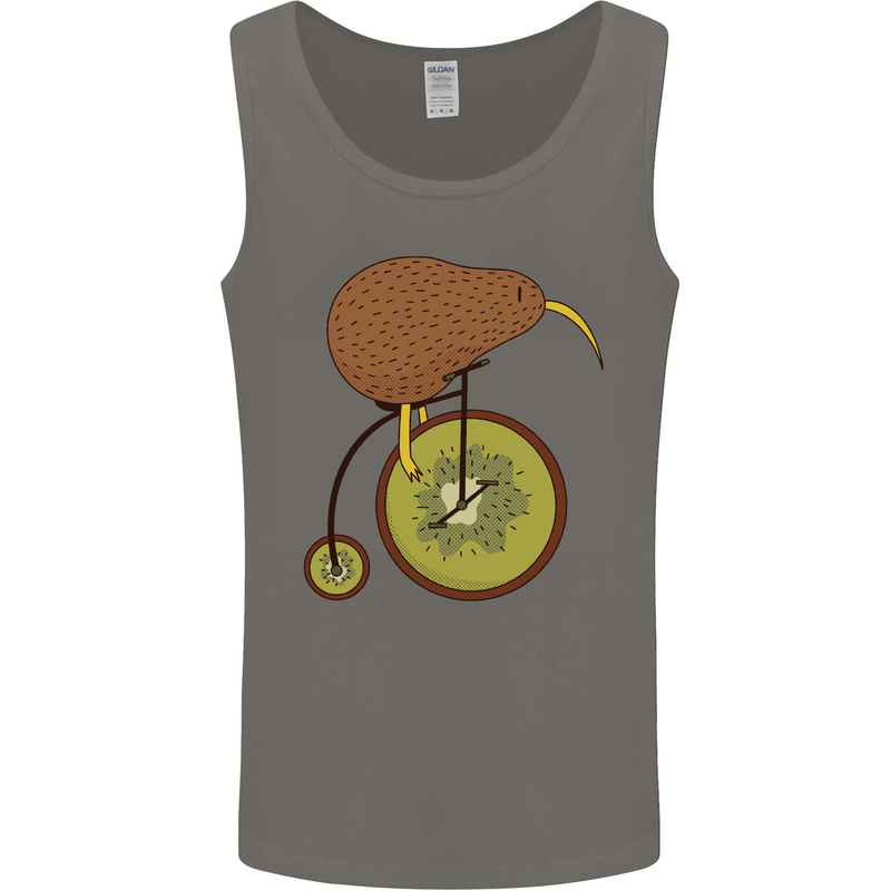 Funny Cycling Kiwi Bicycle Bike Mens Vest Tank Top Charcoal