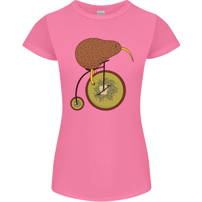 Funny Cycling Kiwi Bicycle Bike Womens Petite Cut T-Shirt Azalea