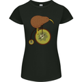 Funny Cycling Kiwi Bicycle Bike Womens Petite Cut T-Shirt Black