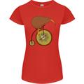 Funny Cycling Kiwi Bicycle Bike Womens Petite Cut T-Shirt Red