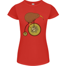 Funny Cycling Kiwi Bicycle Bike Womens Petite Cut T-Shirt Red