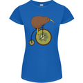Funny Cycling Kiwi Bicycle Bike Womens Petite Cut T-Shirt Royal Blue