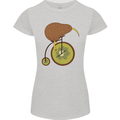 Funny Cycling Kiwi Bicycle Bike Womens Petite Cut T-Shirt Sports Grey