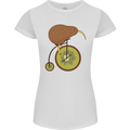 Funny Cycling Kiwi Bicycle Bike Womens Petite Cut T-Shirt White