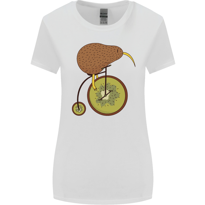 Funny Cycling Kiwi Bicycle Bike Womens Wider Cut T-Shirt White
