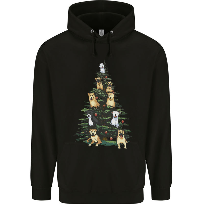 Funny Dog Christmas Tree Childrens Kids Hoodie Black