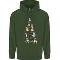 Funny Dog Christmas Tree Childrens Kids Hoodie Forest Green