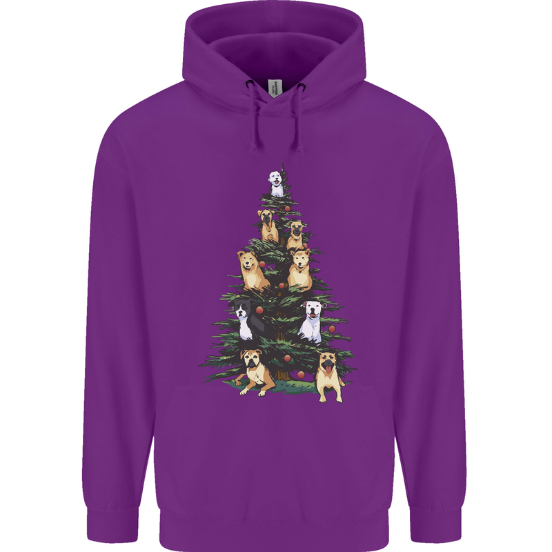 Funny Dog Christmas Tree Childrens Kids Hoodie Purple