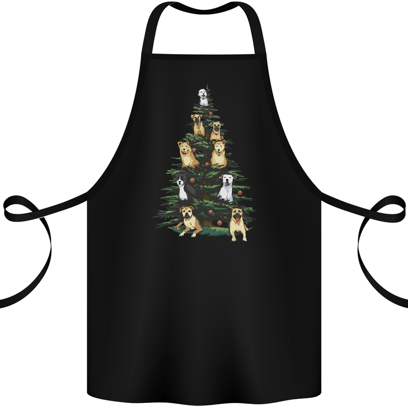 Funny Dog Christmas Tree Cotton Apron 100% Organic Black