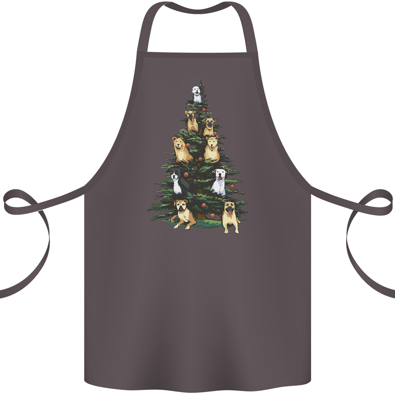 Funny Dog Christmas Tree Cotton Apron 100% Organic Dark Grey