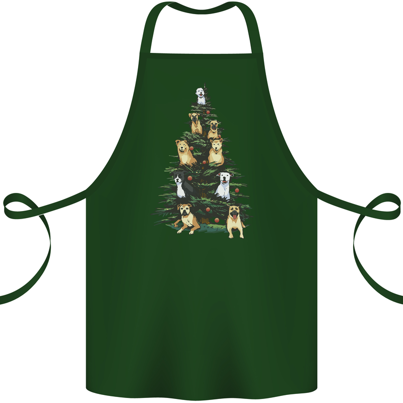 Funny Dog Christmas Tree Cotton Apron 100% Organic Forest Green