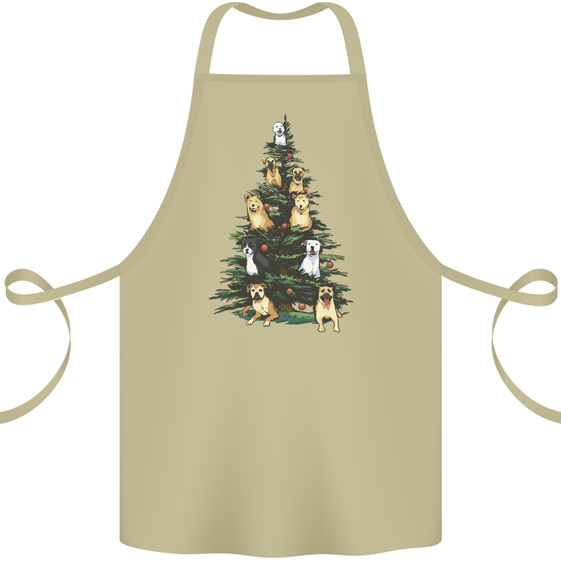 Funny Dog Christmas Tree Cotton Apron 100% Organic Khaki