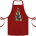 Funny Dog Christmas Tree Cotton Apron 100% Organic Maroon