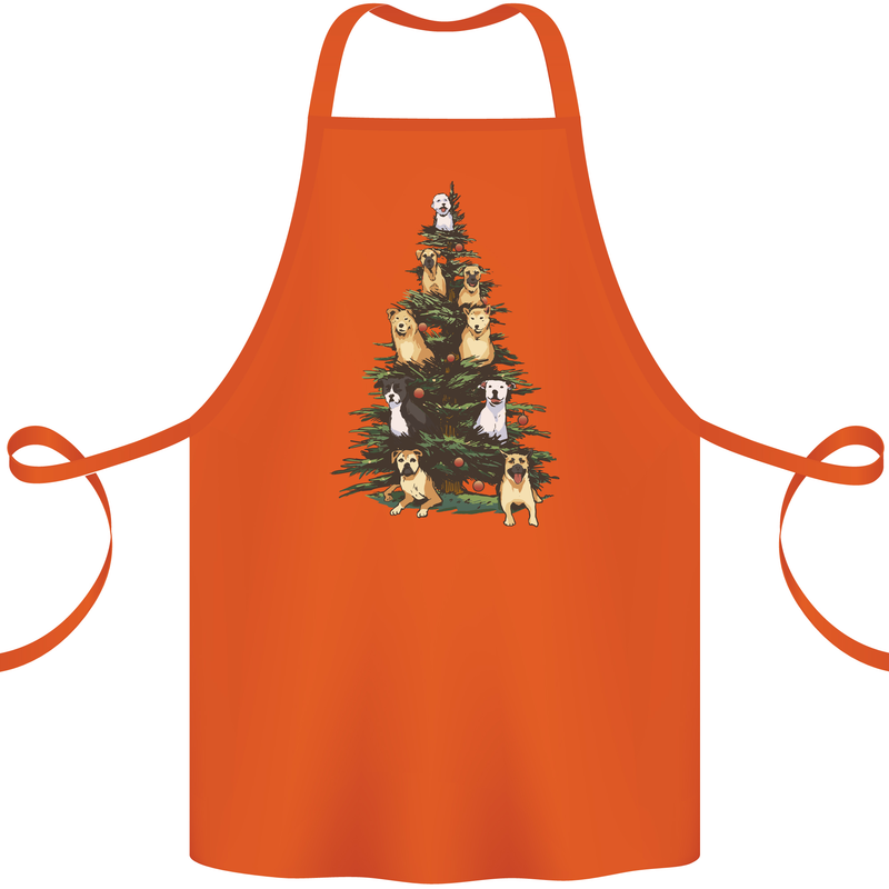 Funny Dog Christmas Tree Cotton Apron 100% Organic Orange