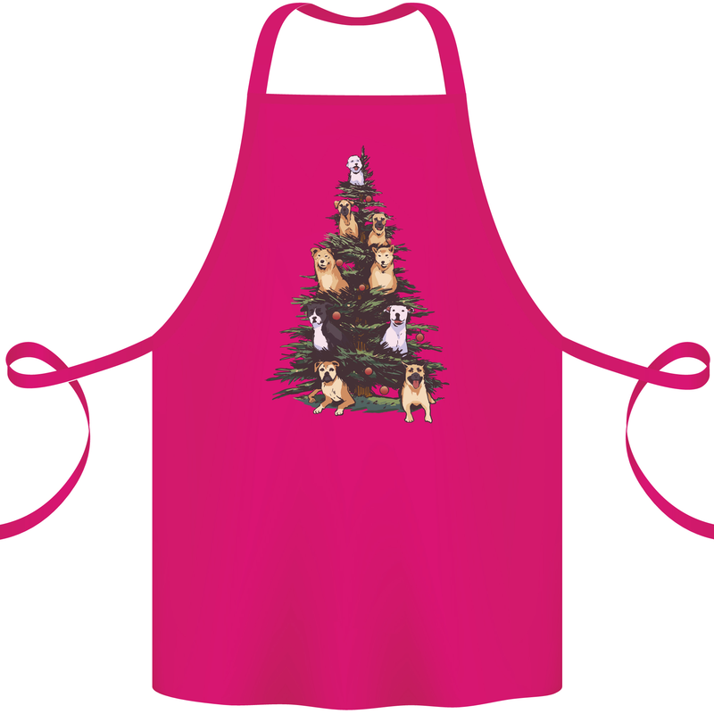 Funny Dog Christmas Tree Cotton Apron 100% Organic Pink