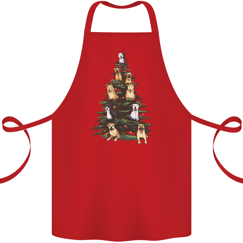 Funny Dog Christmas Tree Cotton Apron 100% Organic Red