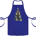 Funny Dog Christmas Tree Cotton Apron 100% Organic Royal Blue