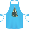 Funny Dog Christmas Tree Cotton Apron 100% Organic Turquoise