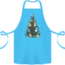 Funny Dog Christmas Tree Cotton Apron 100% Organic Turquoise