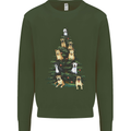 Funny Dog Christmas Tree Kids Sweatshirt Jumper Forest Green