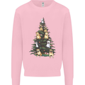 Funny Dog Christmas Tree Kids Sweatshirt Jumper Light Pink