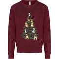 Funny Dog Christmas Tree Kids Sweatshirt Jumper Maroon