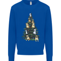 Funny Dog Christmas Tree Kids Sweatshirt Jumper Royal Blue