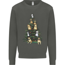 Funny Dog Christmas Tree Kids Sweatshirt Jumper Storm Grey