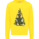 Funny Dog Christmas Tree Kids Sweatshirt Jumper Yellow
