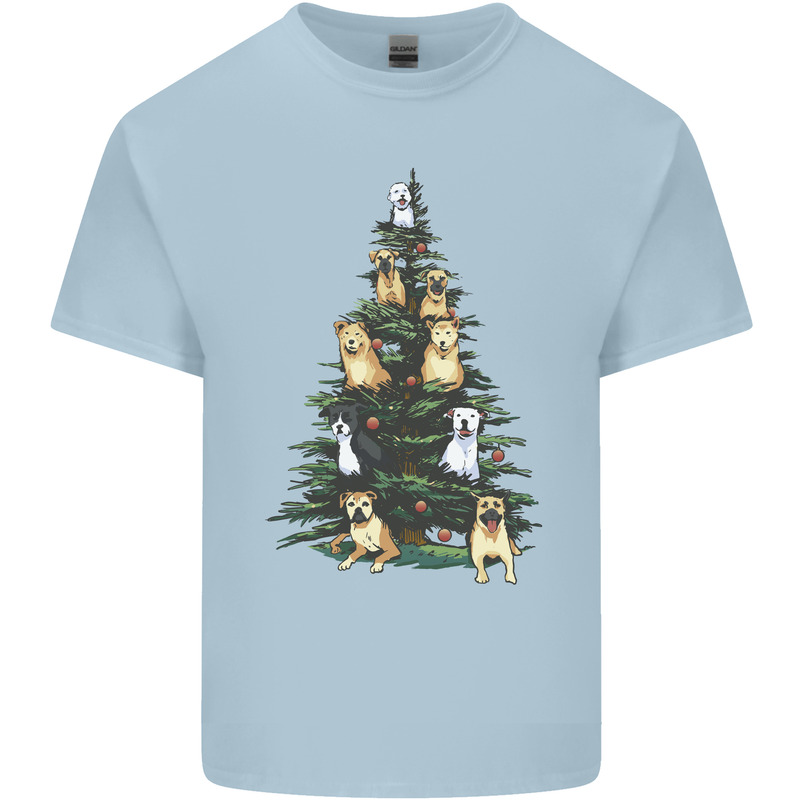 Funny Dog Christmas Tree Kids T-Shirt Childrens Light Blue