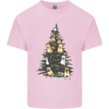 Funny Dog Christmas Tree Kids T-Shirt Childrens Light Pink