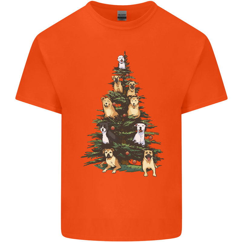 Funny Dog Christmas Tree Kids T-Shirt Childrens Orange