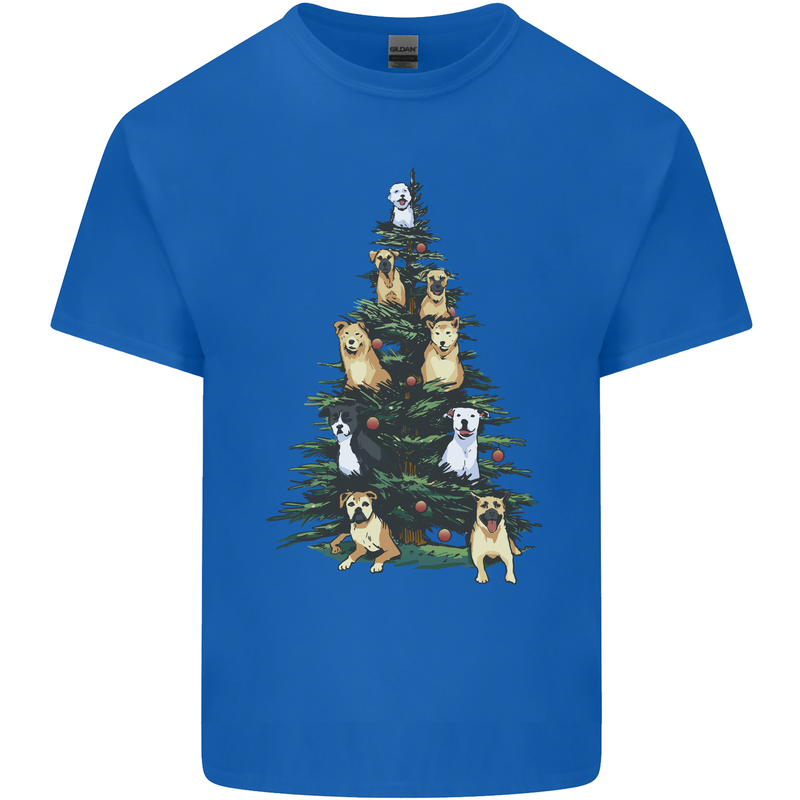 Funny Dog Christmas Tree Kids T-Shirt Childrens Royal Blue