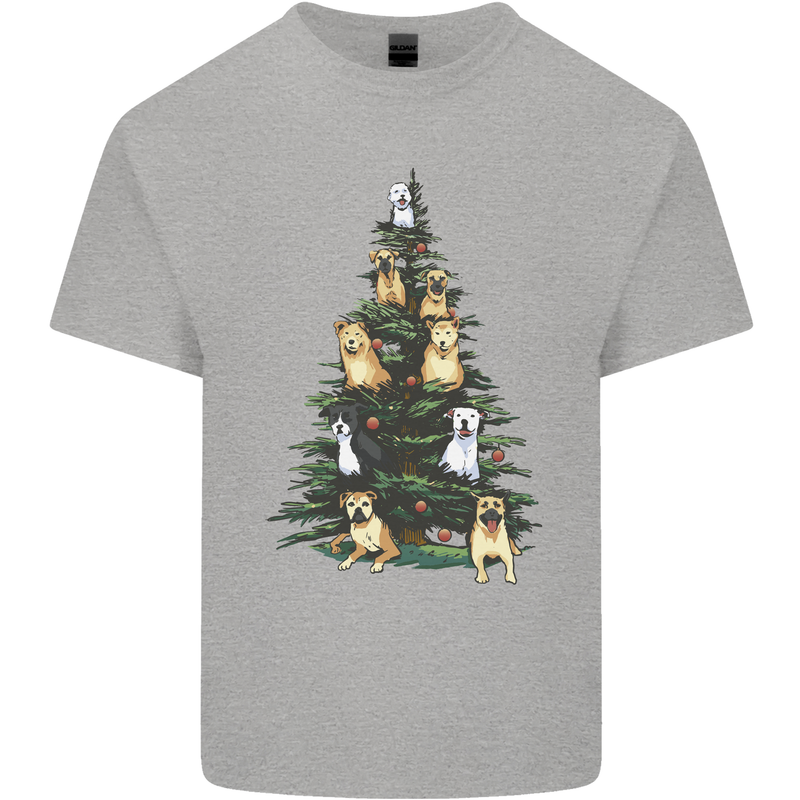 Funny Dog Christmas Tree Kids T-Shirt Childrens Sports Grey