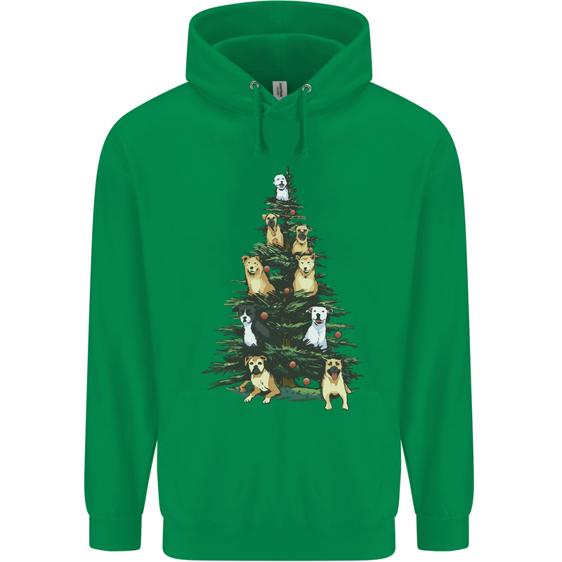 Funny Dog Christmas Tree Mens 80% Cotton Hoodie Irish Green