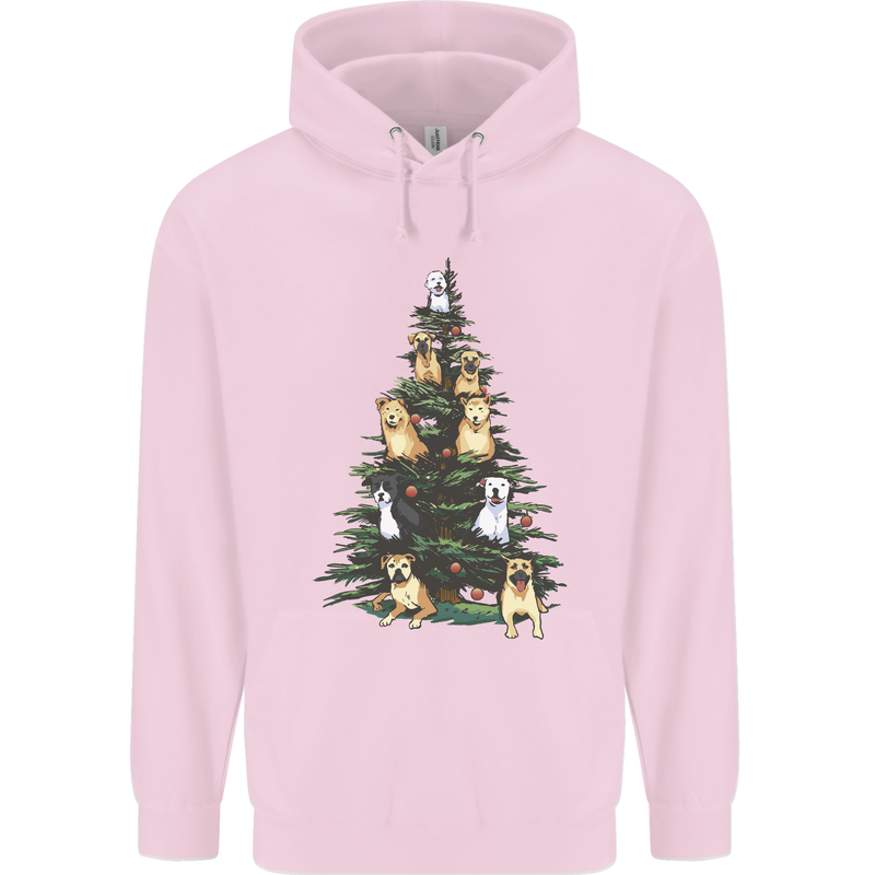 Funny Dog Christmas Tree Mens 80% Cotton Hoodie Light Pink