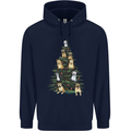 Funny Dog Christmas Tree Mens 80% Cotton Hoodie Navy Blue