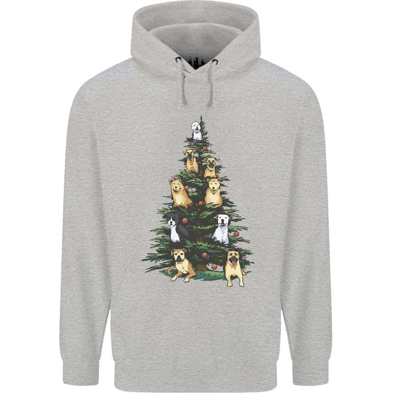 Funny Dog Christmas Tree Mens 80% Cotton Hoodie Sports Grey