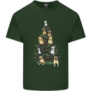 Funny Dog Christmas Tree Mens Cotton T-Shirt Tee Top Forest Green