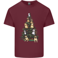 Funny Dog Christmas Tree Mens Cotton T-Shirt Tee Top Maroon