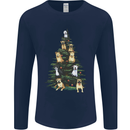 Funny Dog Christmas Tree Mens Long Sleeve T-Shirt Navy Blue