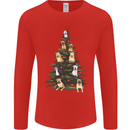 Funny Dog Christmas Tree Mens Long Sleeve T-Shirt Red