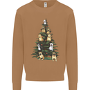 Funny Dog Christmas Tree Mens Sweatshirt Jumper Caramel Latte
