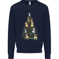 Funny Dog Christmas Tree Mens Sweatshirt Jumper Navy Blue