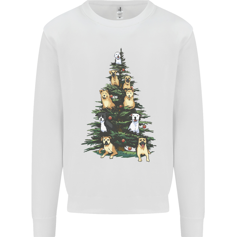 Funny Dog Christmas Tree Mens Sweatshirt Jumper White