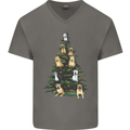 Funny Dog Christmas Tree Mens V-Neck Cotton T-Shirt Charcoal