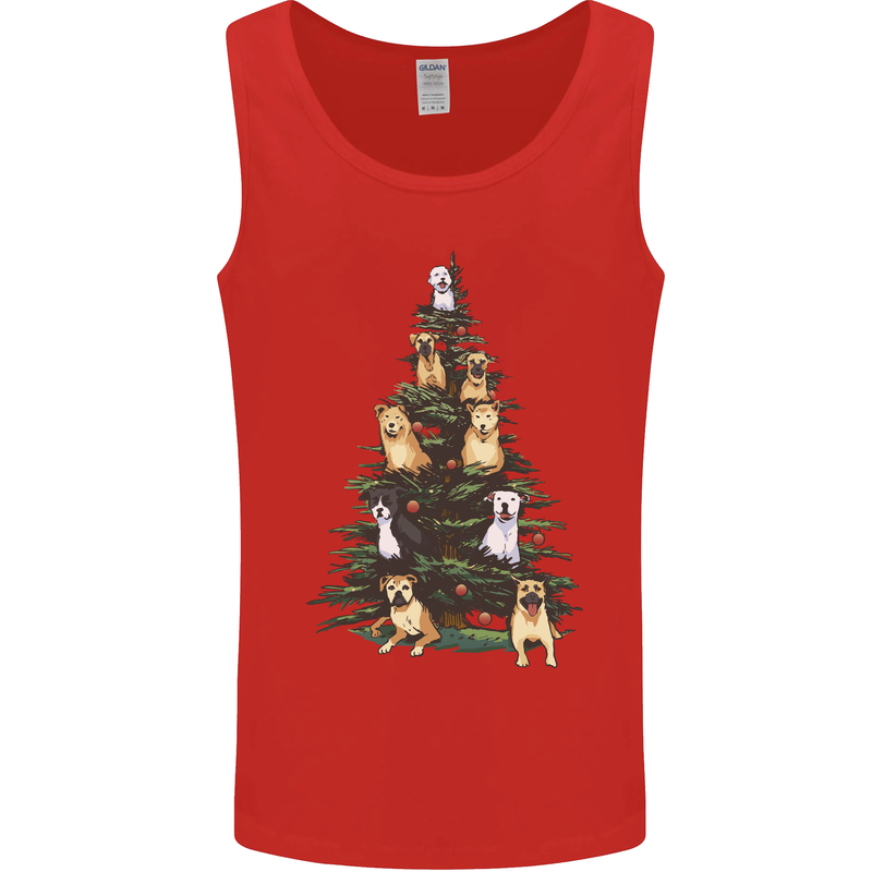 Funny Dog Christmas Tree Mens Vest Tank Top Red