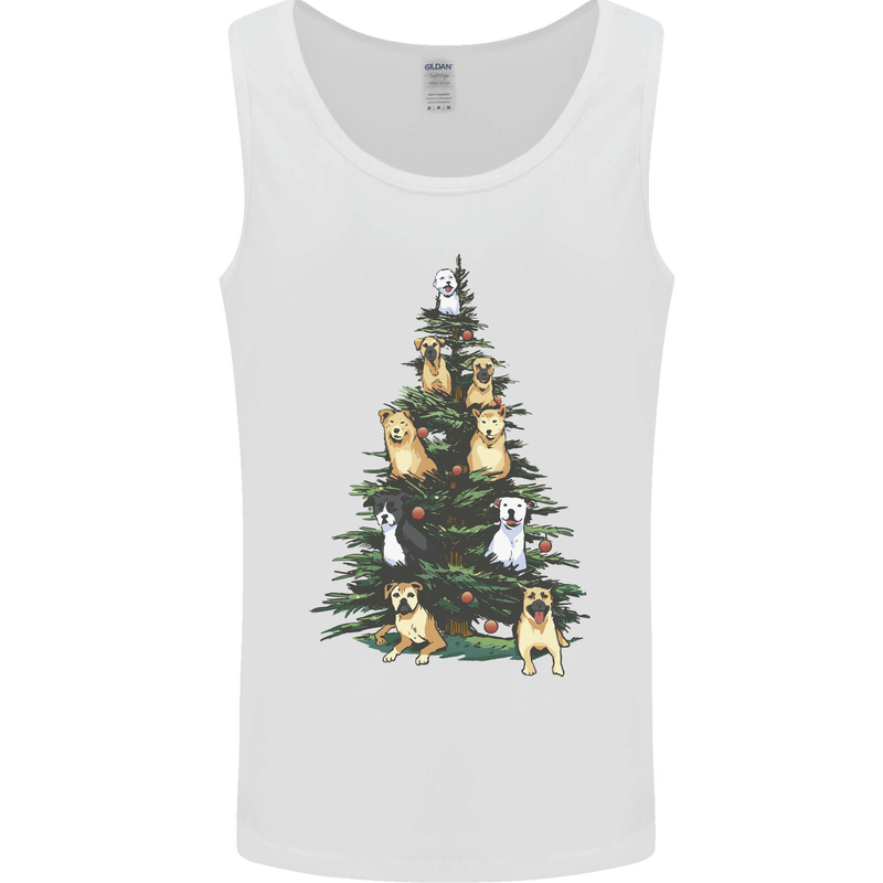 Funny Dog Christmas Tree Mens Vest Tank Top White