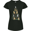 Funny Dog Christmas Tree Womens Petite Cut T-Shirt Black