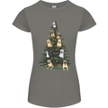 Funny Dog Christmas Tree Womens Petite Cut T-Shirt Charcoal